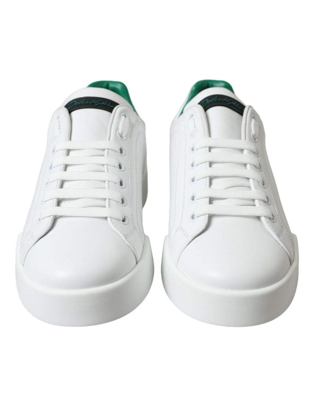 Dolce & Gabbana Weiß Grün Leder Portofino Turnschuhe Schuhe