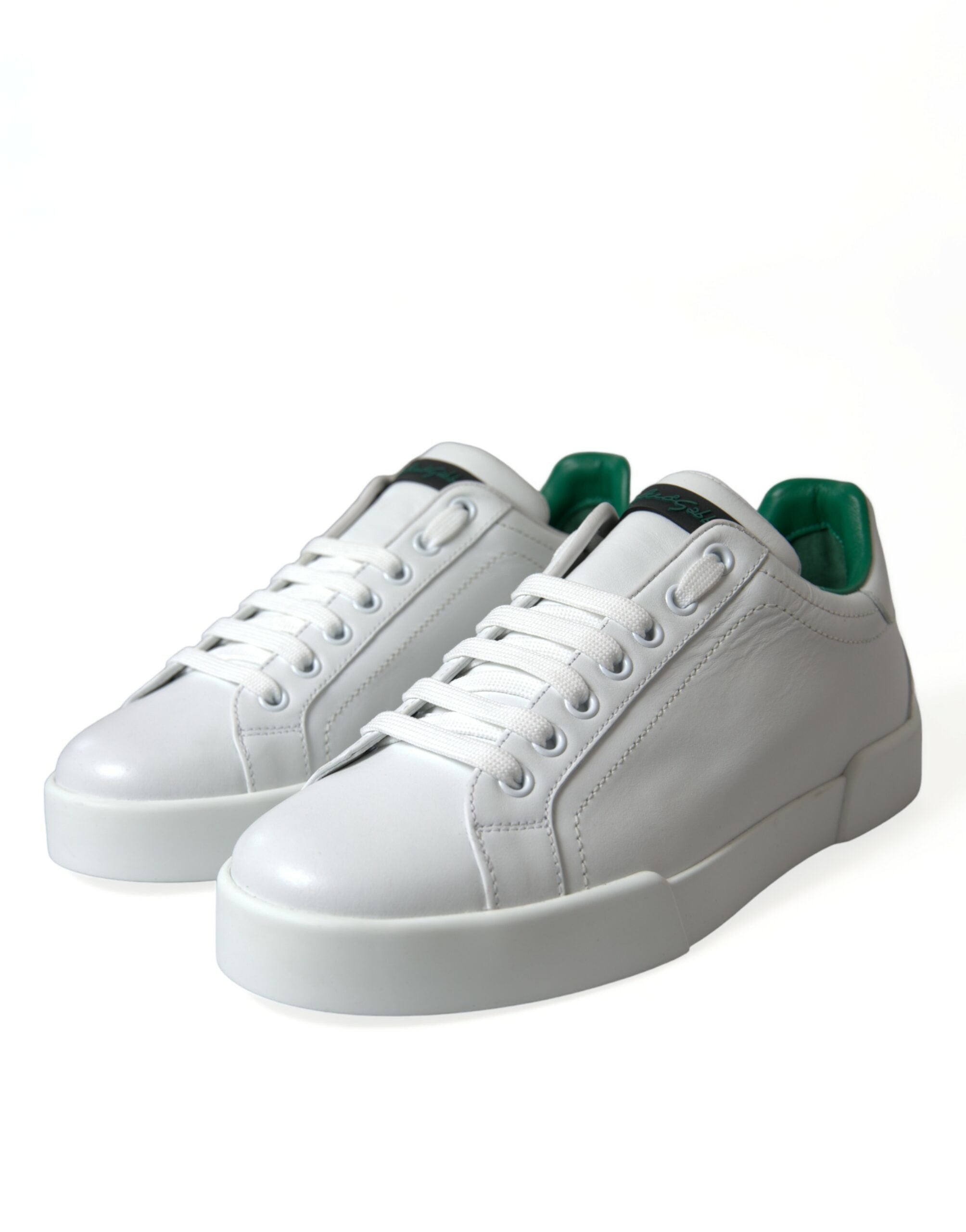 Dolce & Gabbana Weiß Grün Leder Portofino Turnschuhe Schuhe