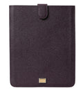 Dolce & Gabbana Dark Brown Leather Logo Plaque Cover Case Tablet Case