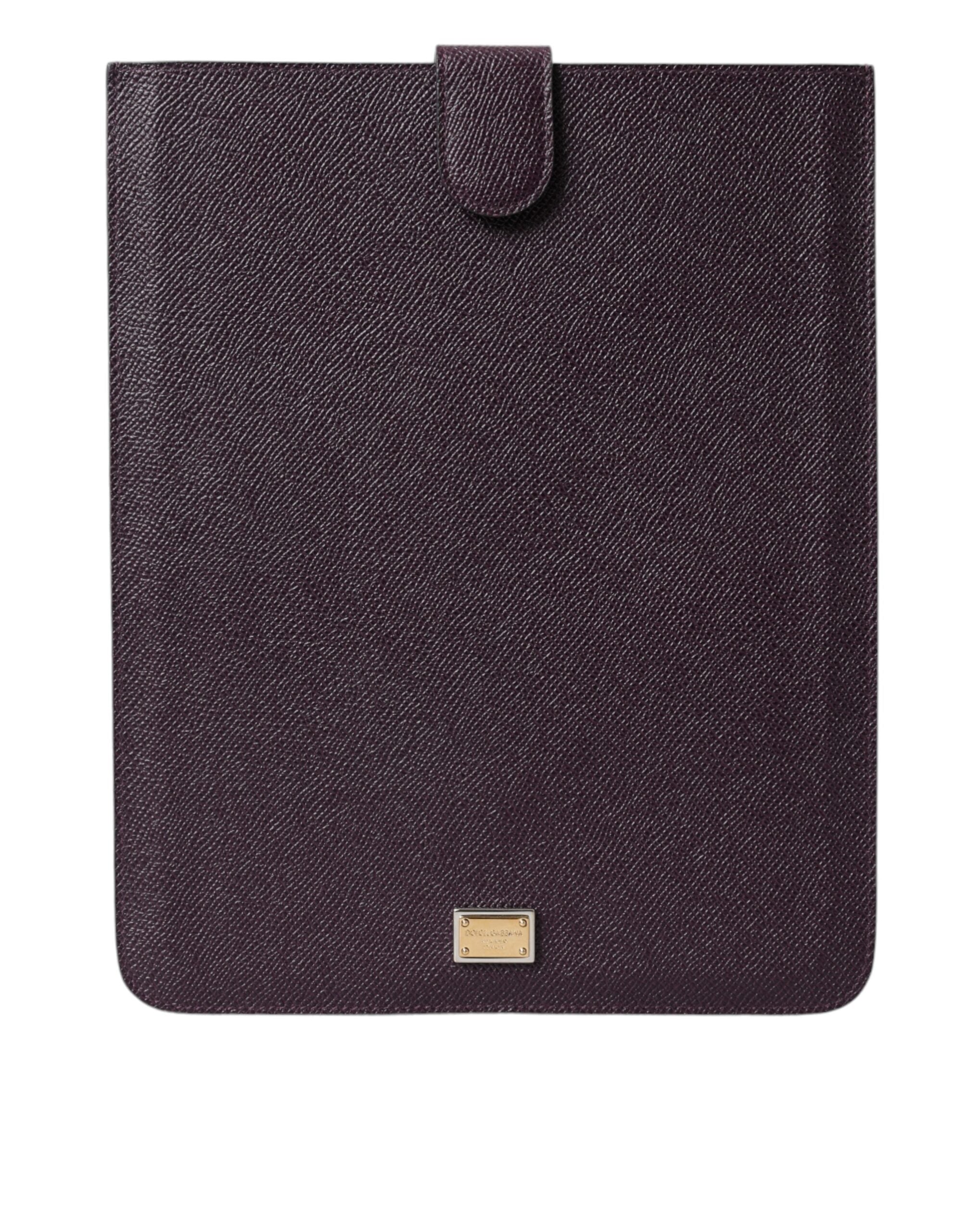 Dolce & Gabbana Dark Brown Leather Logo Plaque Cover Case Tablet Case