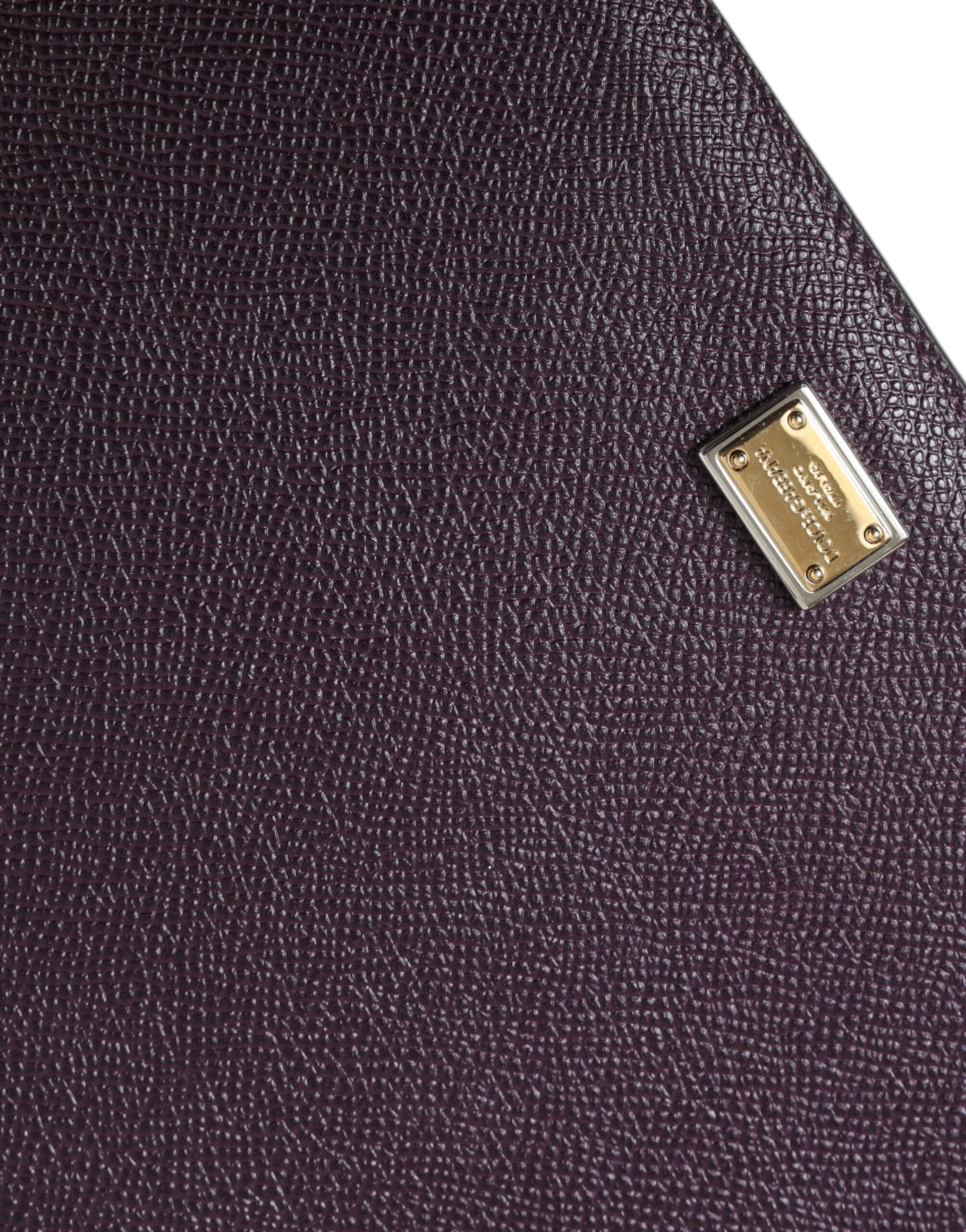 Dolce & Gabbana Dark Brown Leather Logo Plaque Cover Case Tablet Case