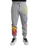 Dolce & Gabbana Grey Cotton Graffiti Sweatpants Jogger
