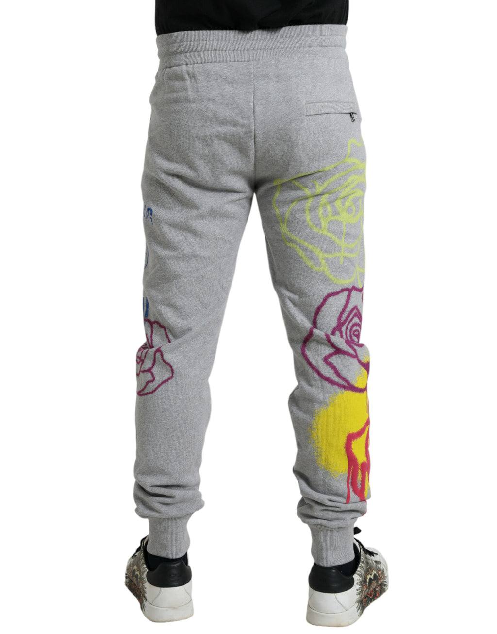Dolce & Gabbana Grey Cotton Graffiti Sweatpants Jogger