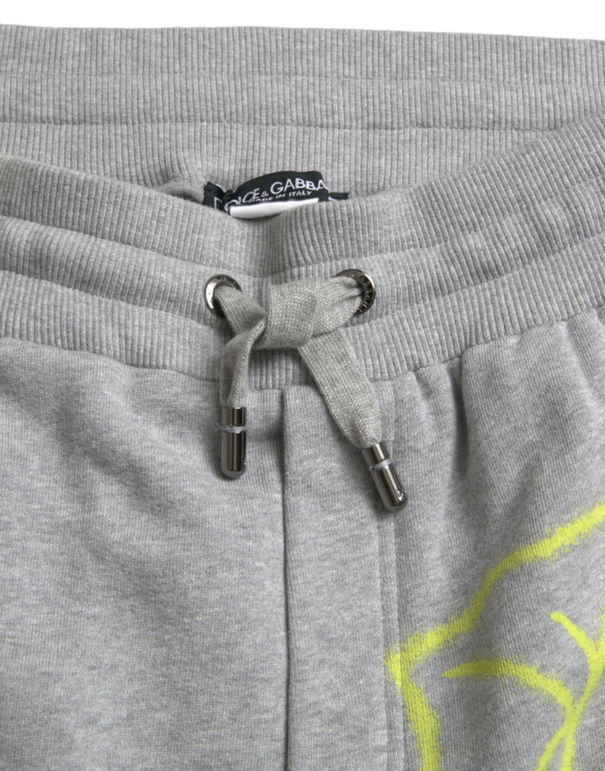 Dolce & Gabbana Grey Cotton Graffiti Sweatpants Jogger