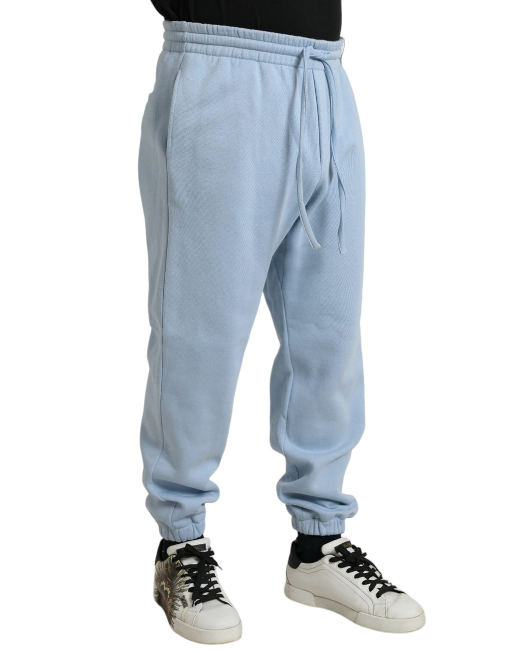 Dolce & Gabbana Light Blue Cotton Sweatpants Men's Jogger Pants