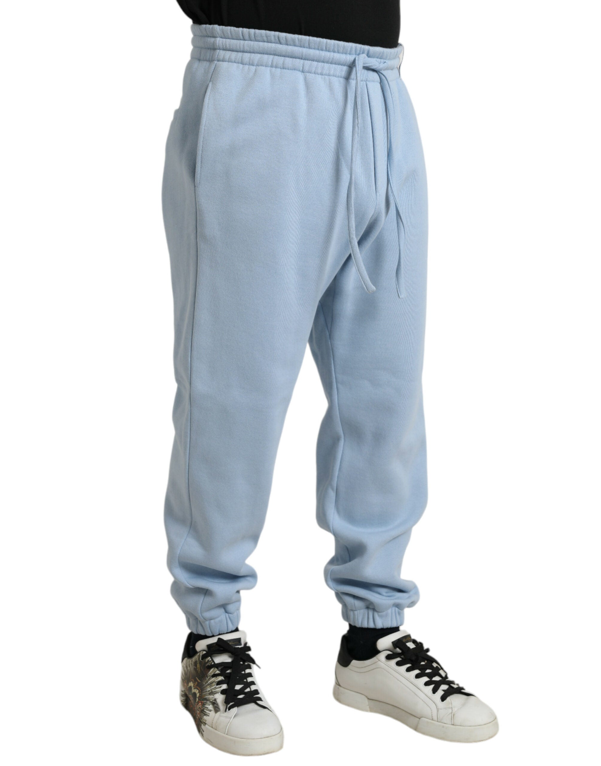 Dolce & Gabbana Light Blue Cotton Sweatpants Men's Jogger Pants