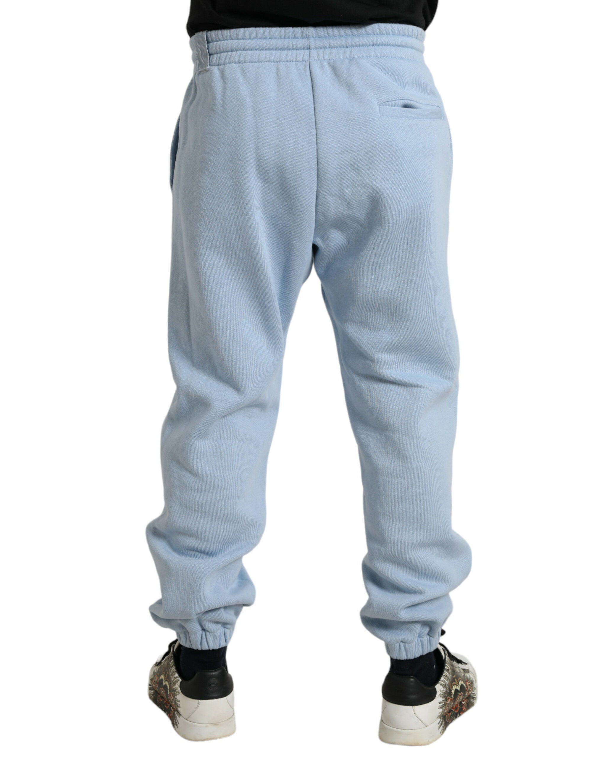 Dolce & Gabbana Light Blue Cotton Sweatpants Men's Jogger Pants