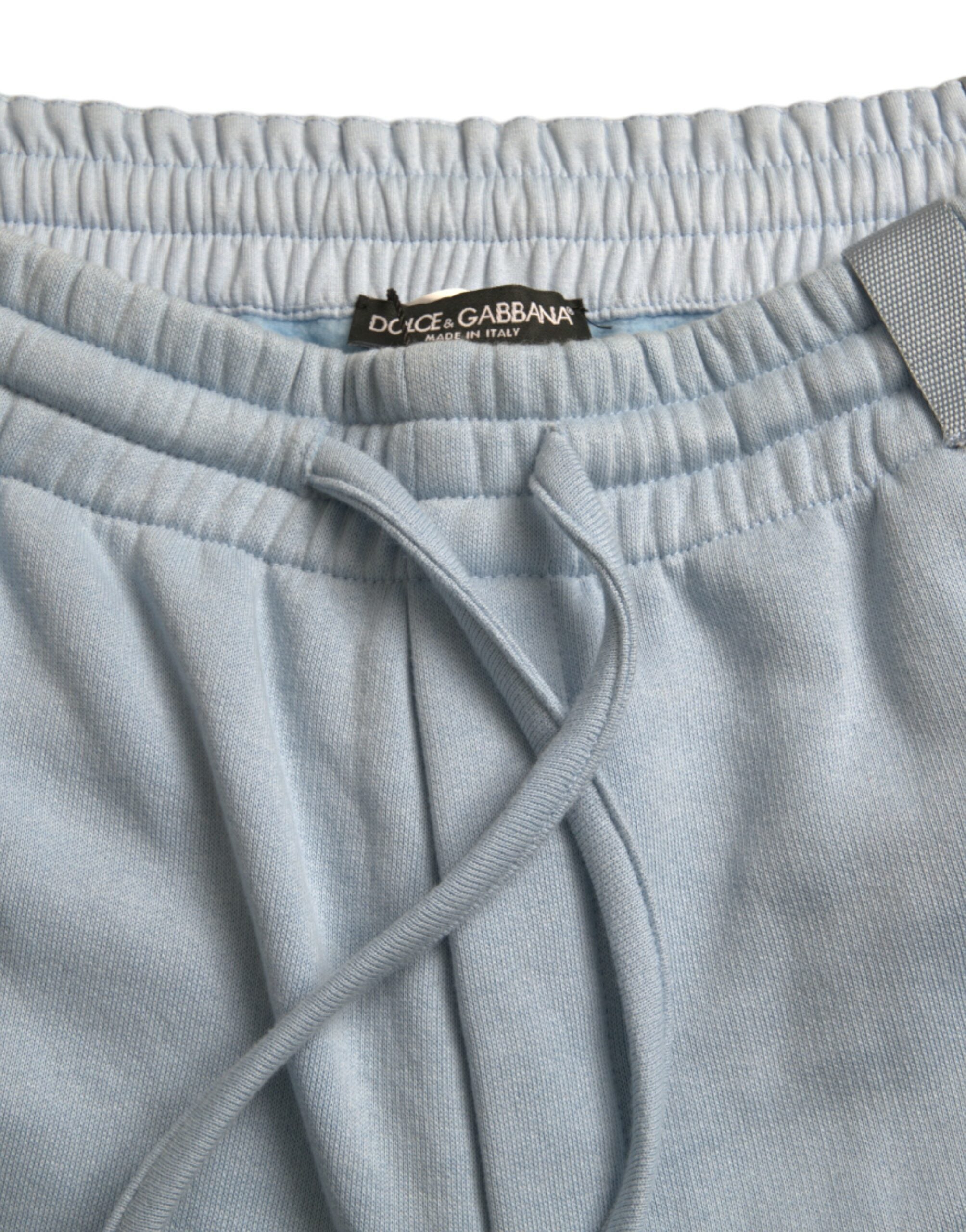 Dolce & Gabbana Light Blue Cotton Sweatpants Men's Jogger Pants