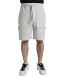 Dolce & Gabbana Beige Logo Cotton Corduroy Bermuda Shorts