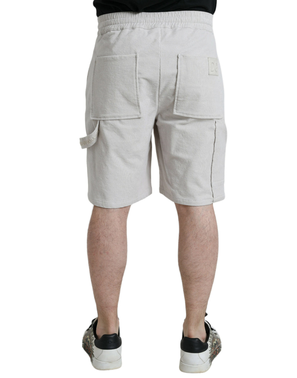 Dolce & Gabbana Beige Logo Cotton Corduroy Bermuda Shorts