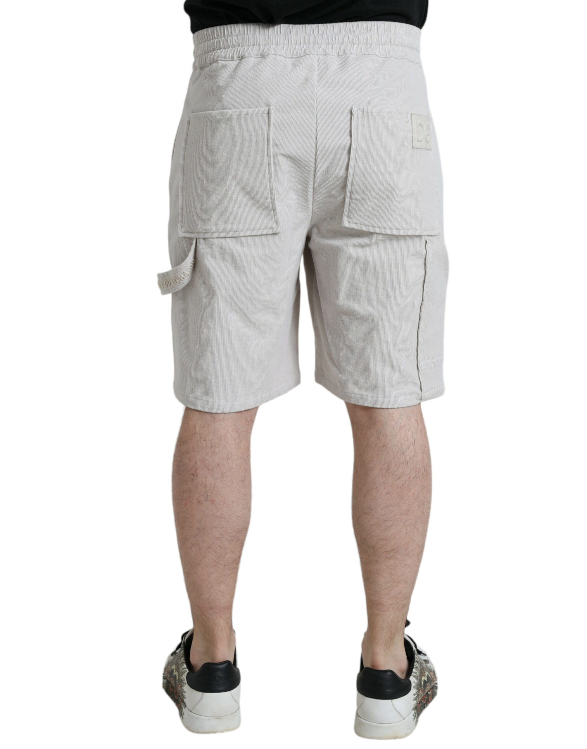 Dolce & Gabbana Beige Logo Cotton Corduroy Bermuda Shorts