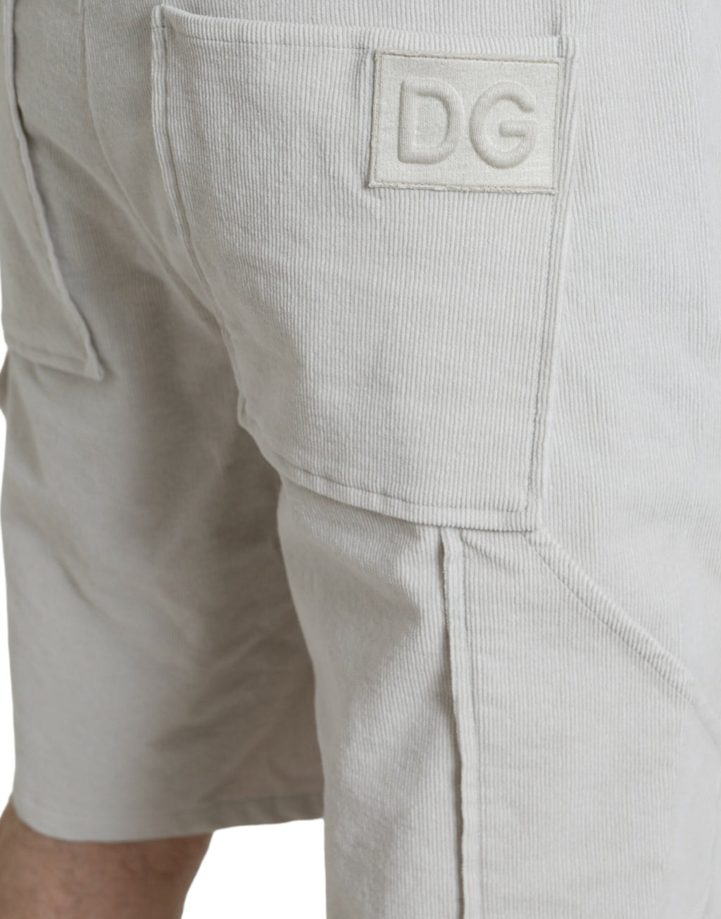 Dolce & Gabbana Beige Logo Cotton Corduroy Bermuda Shorts