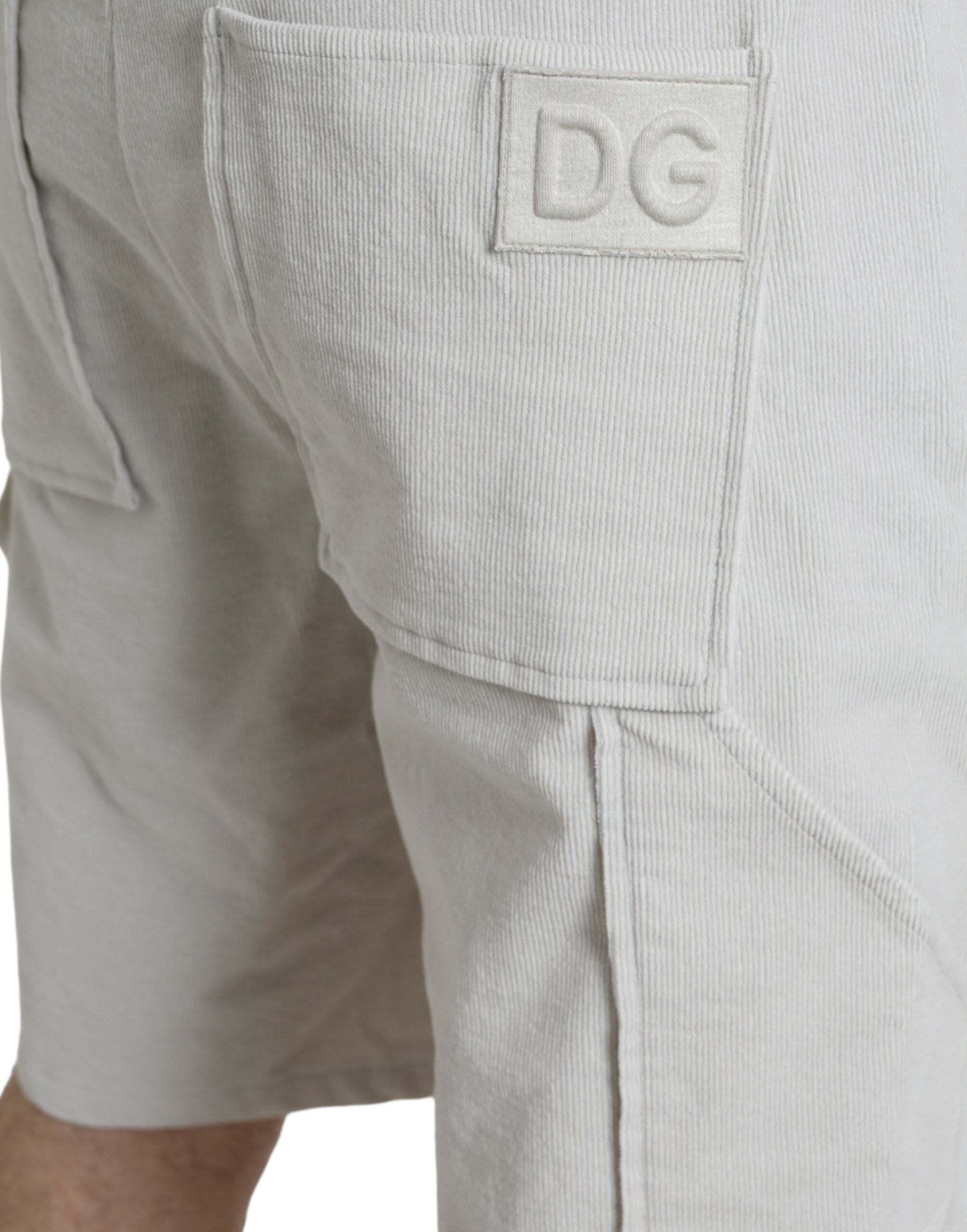 Dolce & Gabbana Beige Logo Cotton Corduroy Bermuda Shorts