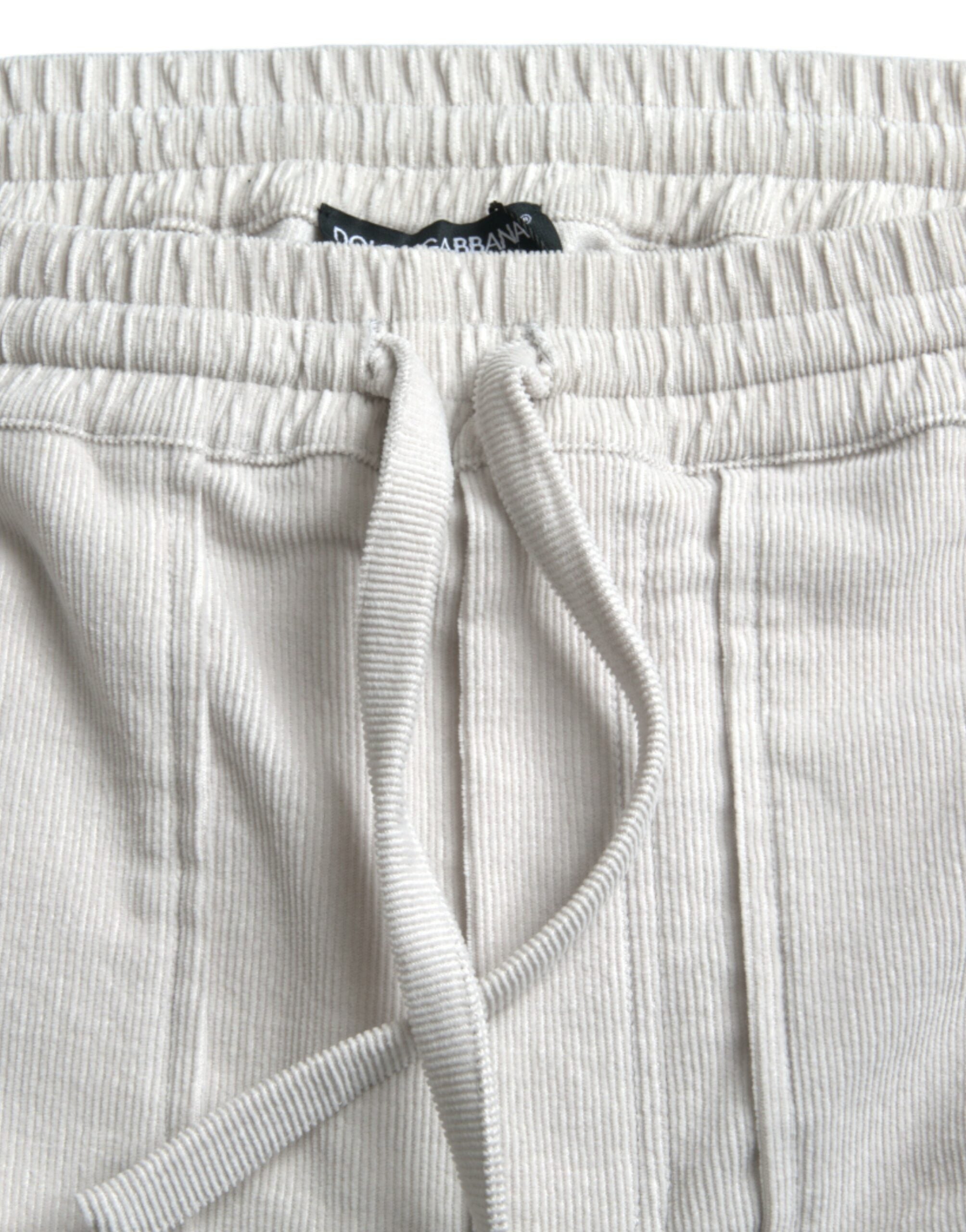 Dolce & Gabbana Beige Logo Cotton Corduroy Bermuda Shorts