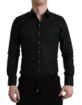 Dolce & Gabbana Schwarzes Baumwoll-Stretch-Hemd für formelle Anlässe