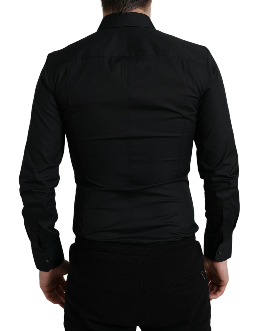 Dolce & Gabbana Schwarzes Baumwoll-Stretch-Hemd für formelle Anlässe