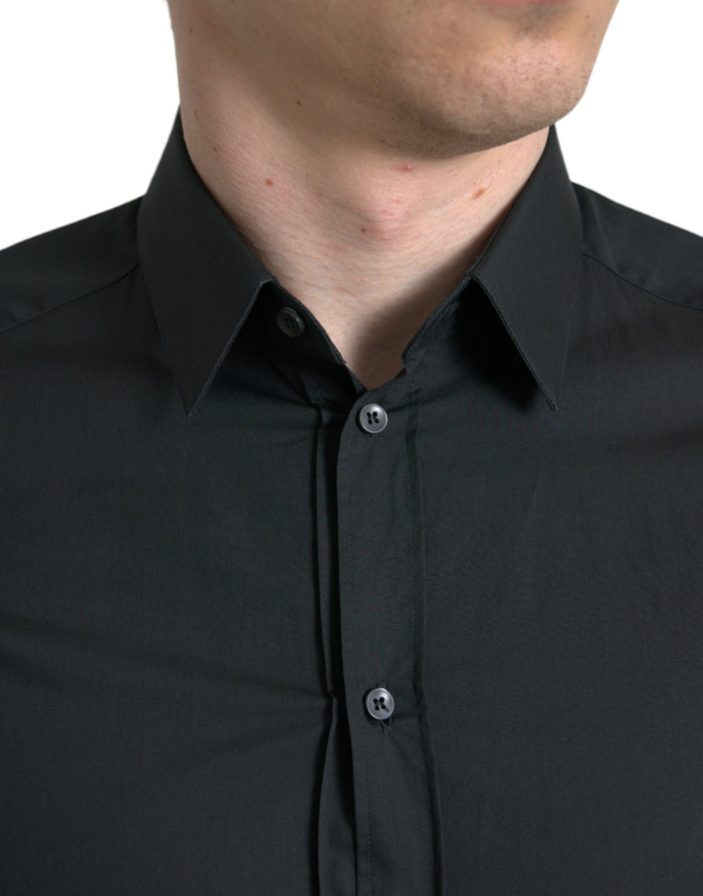 Dolce & Gabbana Black Cotton-Silk Shirt GOLD Formal Dress Shirt