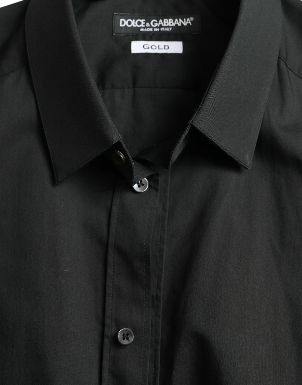 Dolce & Gabbana Black Cotton-Silk Shirt GOLD Formal Dress Shirt