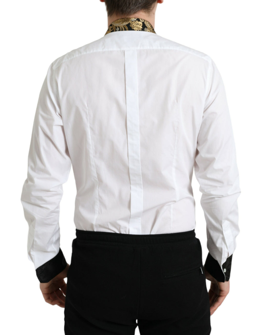 Dolce & Gabbana White Jacquard Cotton GOLD Formal Dress Shirt