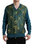 Dolce & Gabbana Grüner Pfauenfeder Pullover