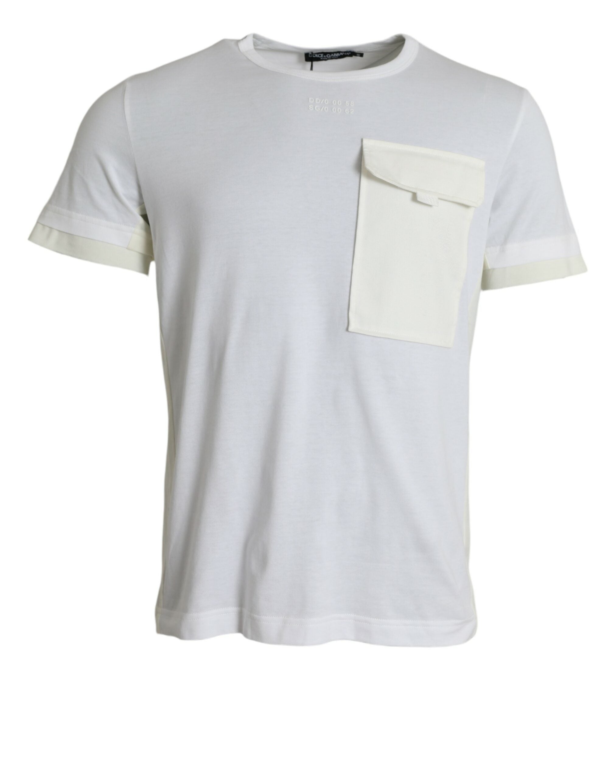 Dolce & Gabbana Weißes Baumwolltaschen-T-Shirt mit kurzen Ärmeln