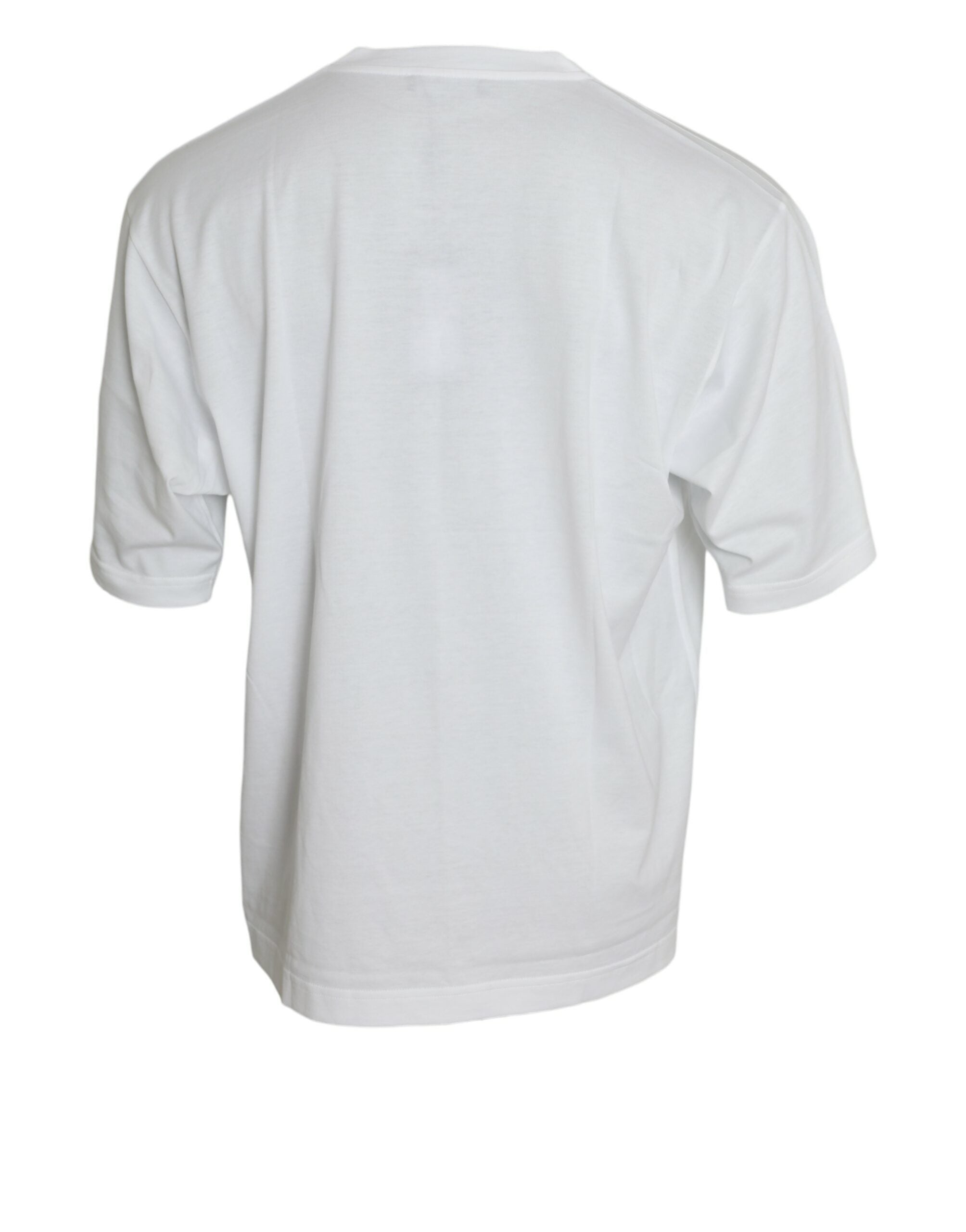 Dolce & Gabbana White Cotton Short Sleeve Crew Neck T-Shirt