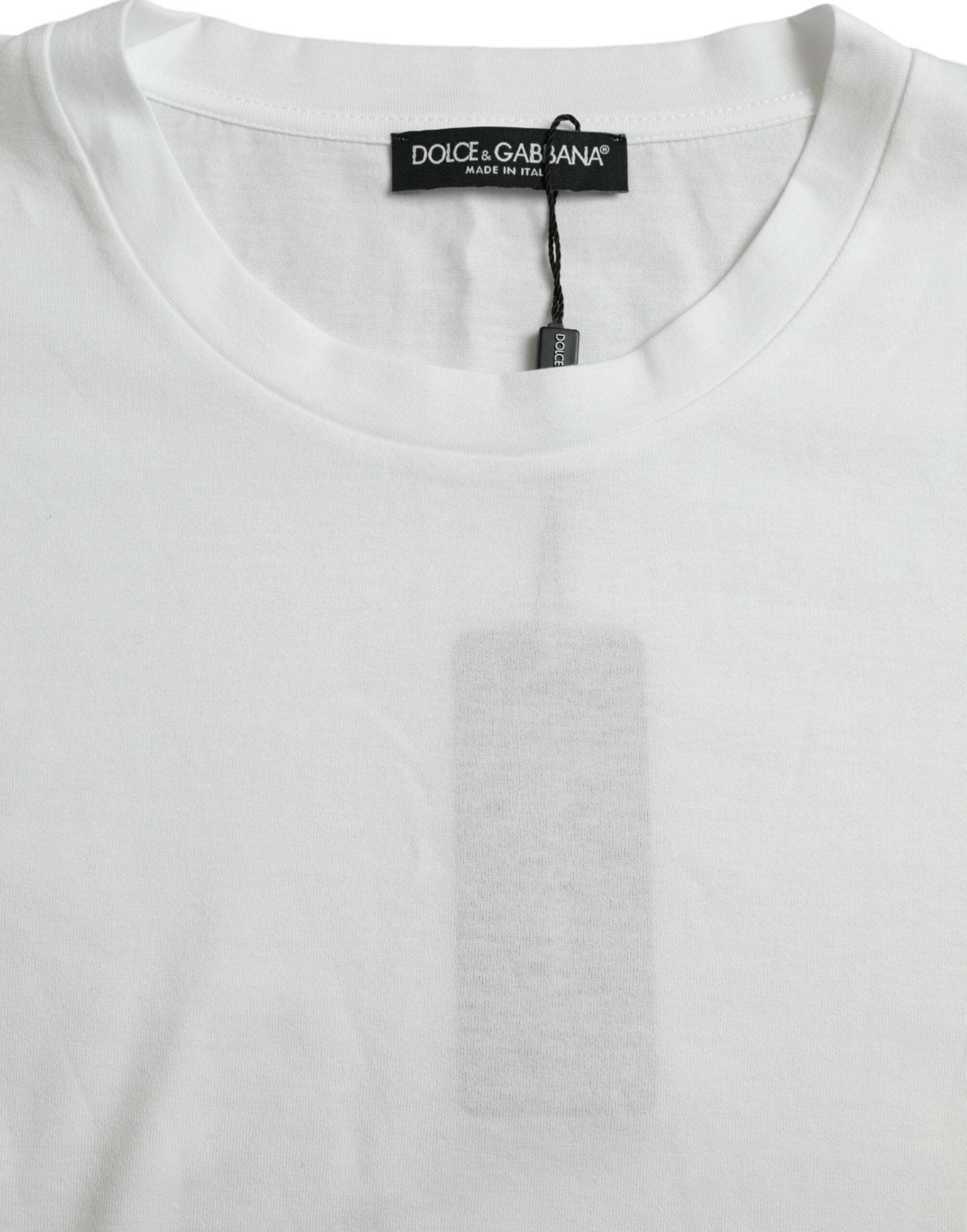 Dolce & Gabbana White Cotton Short Sleeve Crew Neck T-Shirt