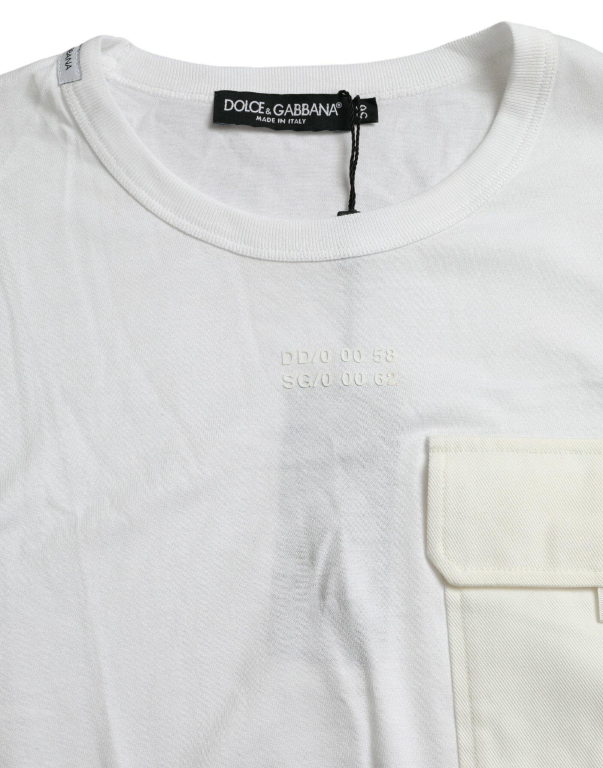 Dolce & Gabbana White Cotton Pocket Short Sleeve T-Shirt