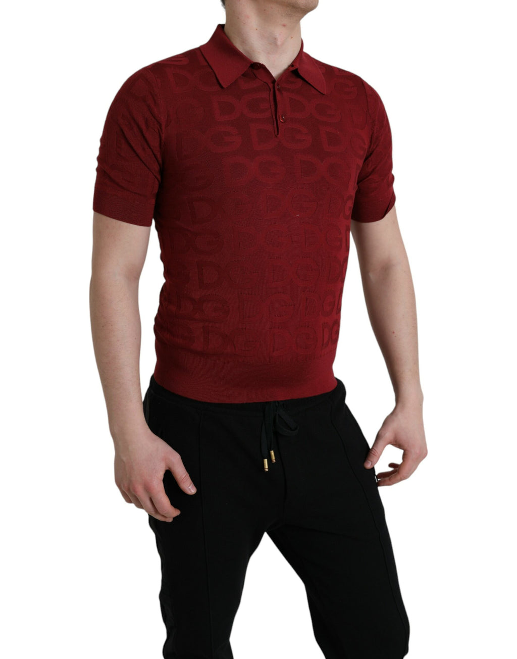 Dolce & Gabbana Chestnut Short-Sleeve Collared Silk T-Shirt