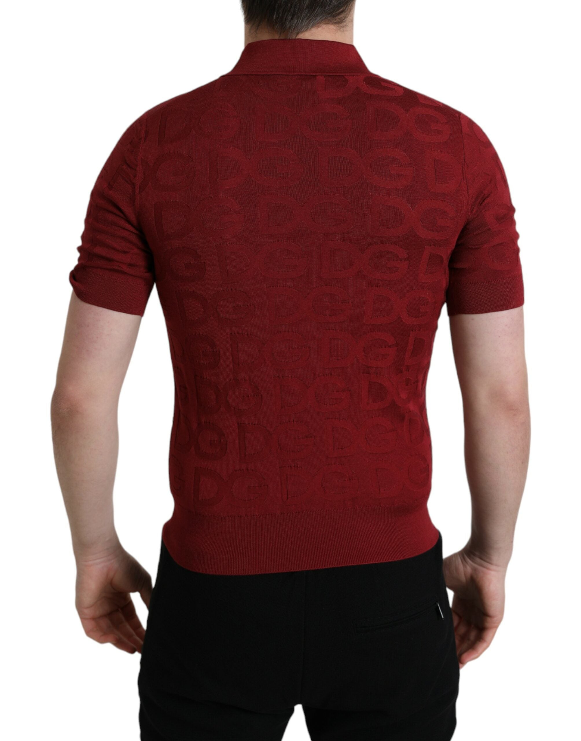 Dolce & Gabbana Chestnut Short-Sleeve Collared Silk T-Shirt