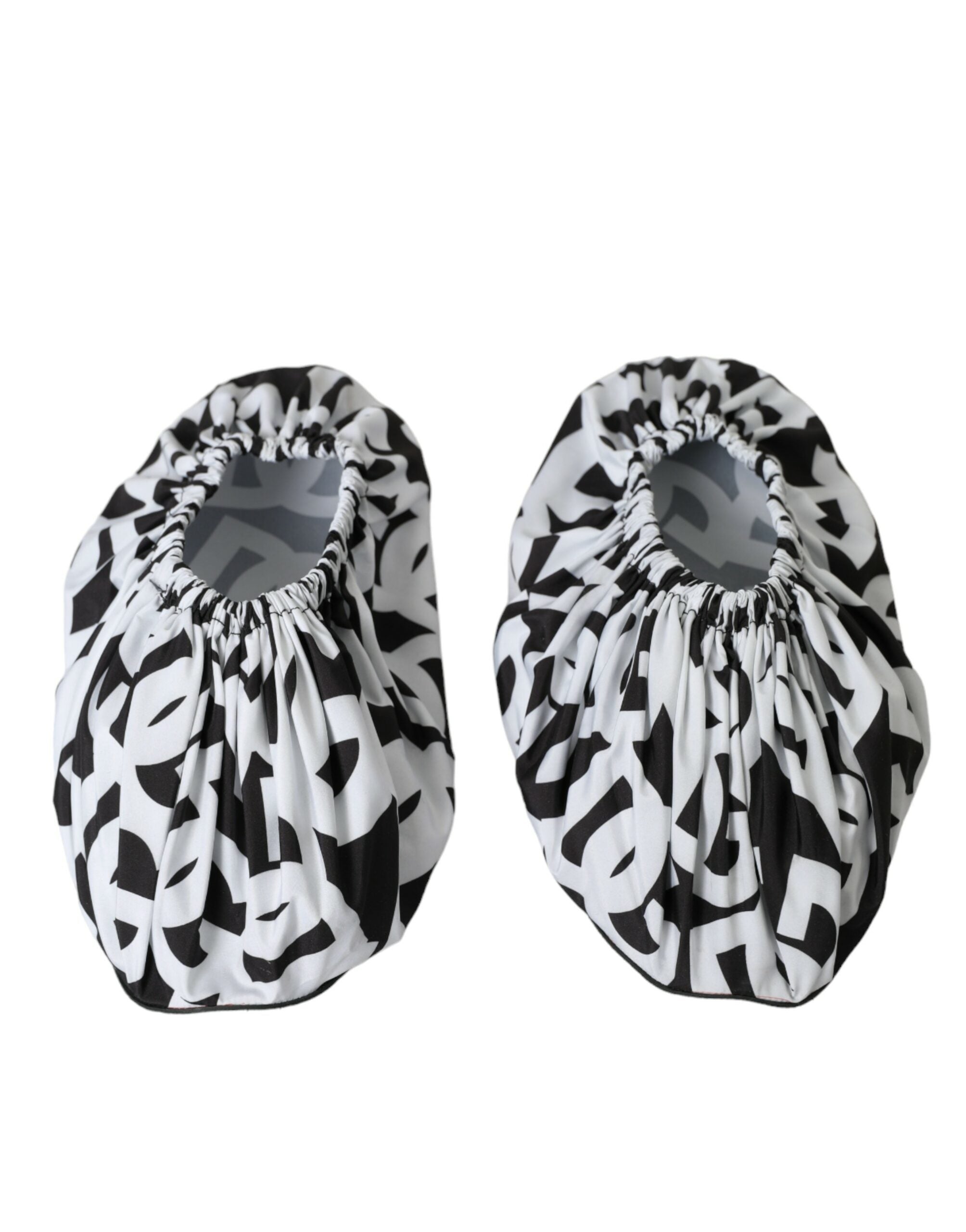 Dolce & Gabbana Weiß Logo Print Nylon Slip On Flats Schuhe
