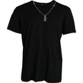 Dolce & Gabbana Schwarzes Silberketten-T-Shirt mit kurzen Ärmeln