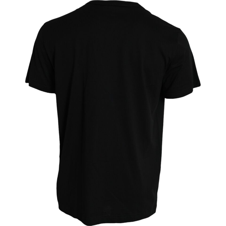 Dolce & Gabbana Schwarzes Silberketten-T-Shirt mit kurzen Ärmeln