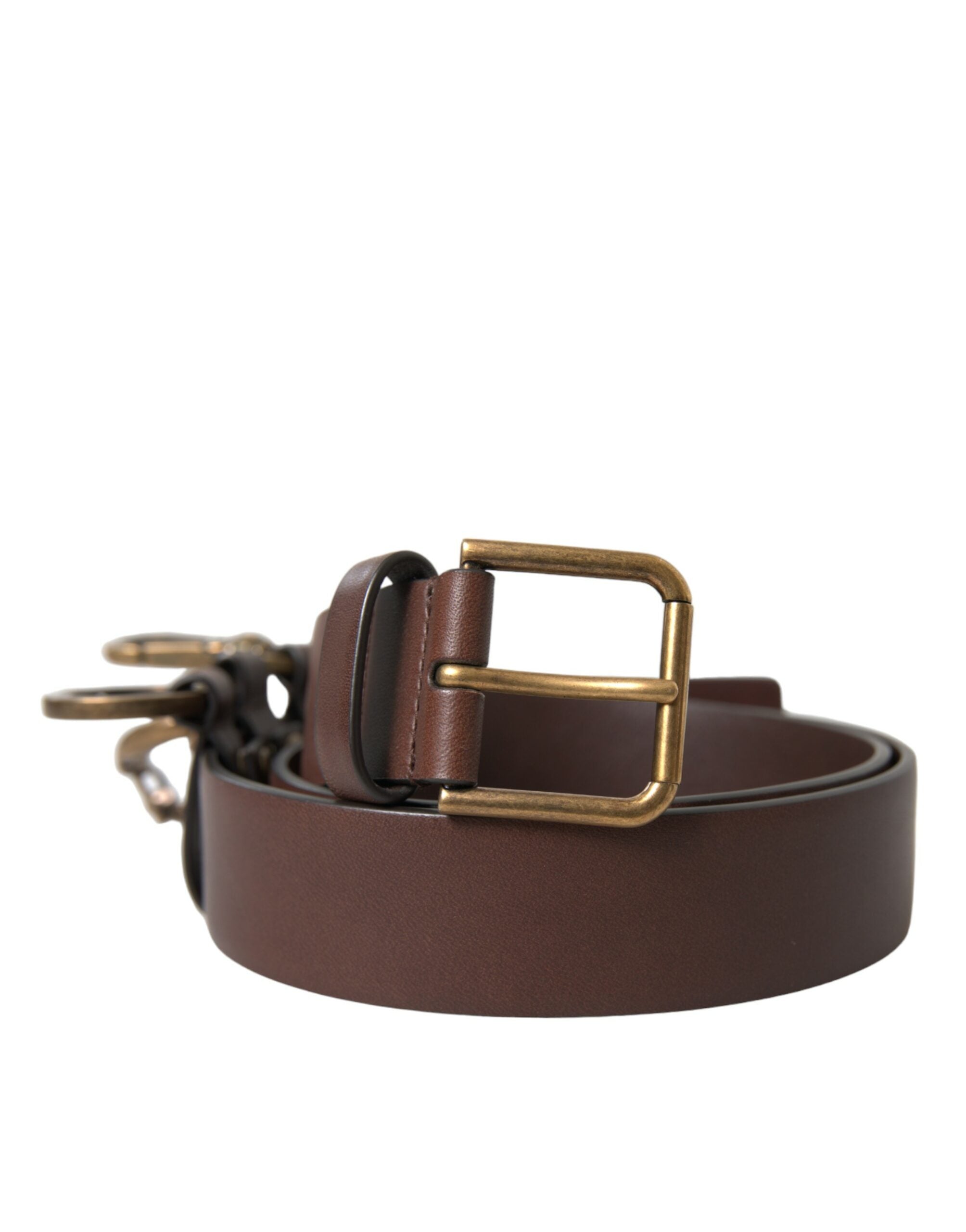 Dolce & Gabbana Brauner Kalbsledergürtel mit goldener Metallschnalle