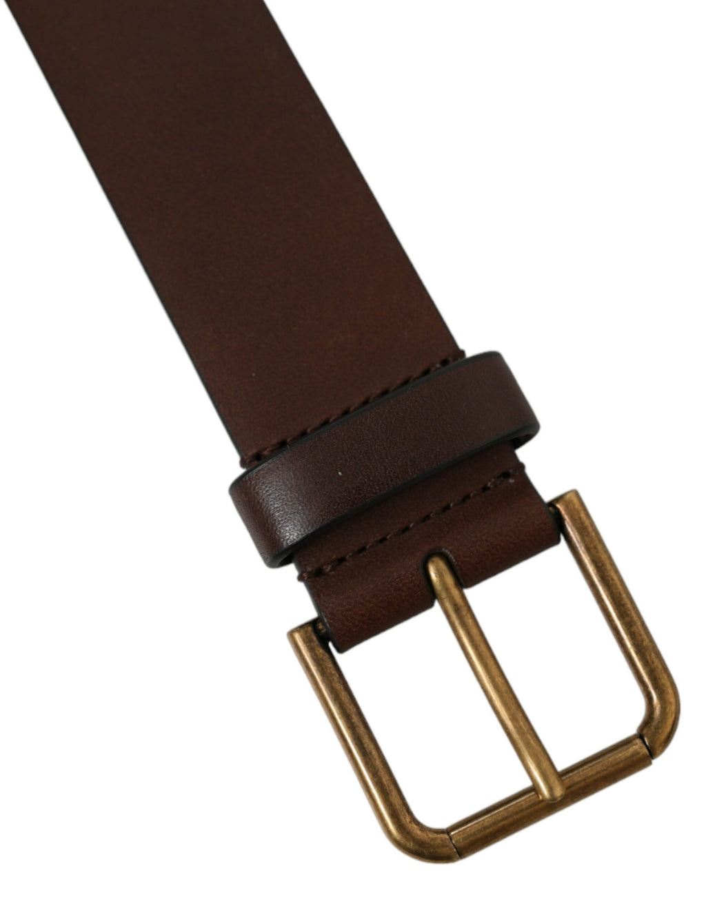 Dolce & Gabbana Brauner Kalbsledergürtel mit goldener Metallschnalle