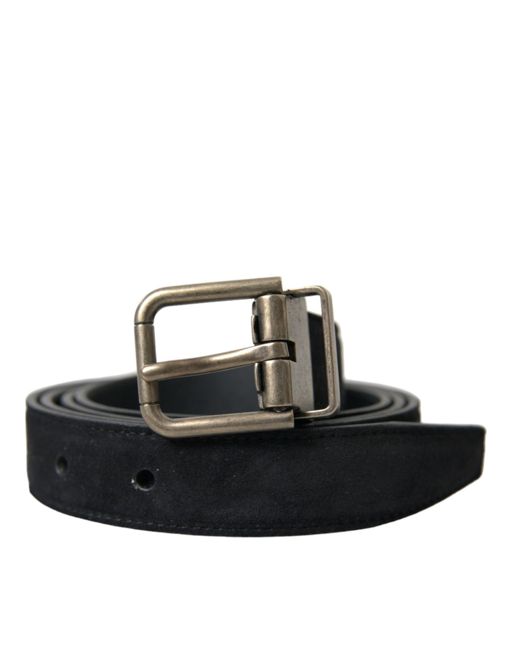 Dolce & Gabbana Black Goat Leather Belt with Antique Metal Buckle