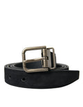 Dolce & Gabbana Black Goat Leather Belt with Antique Metal Buckle