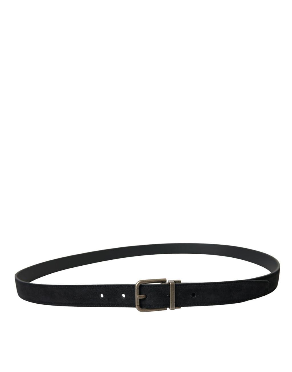 Dolce & Gabbana Black Goat Leather Belt with Antique Metal Buckle