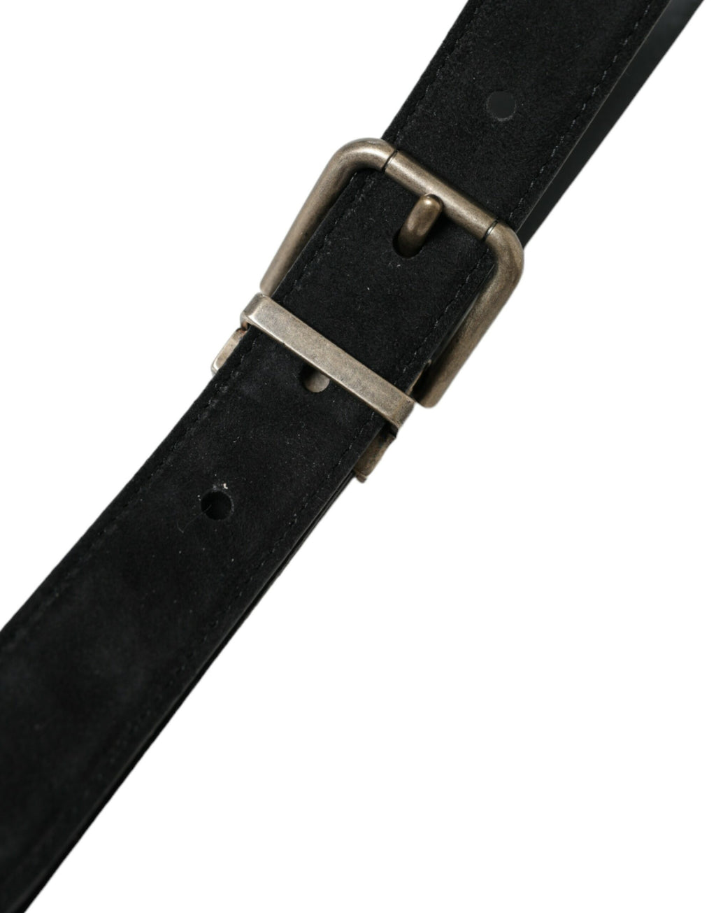 Dolce & Gabbana Black Goat Leather Belt with Antique Metal Buckle