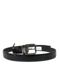 Dolce & Gabbana Schwarzer Ledergürtel mit silberner Metallschnalle