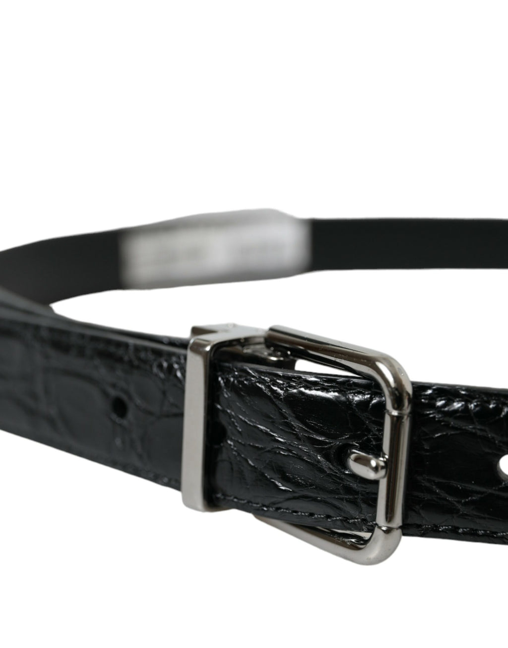 Dolce & Gabbana Schwarzer Ledergürtel mit silberner Metallschnalle