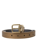 Dolce & Gabbana Metallic Gold Calfskin Metal Buckle Belt