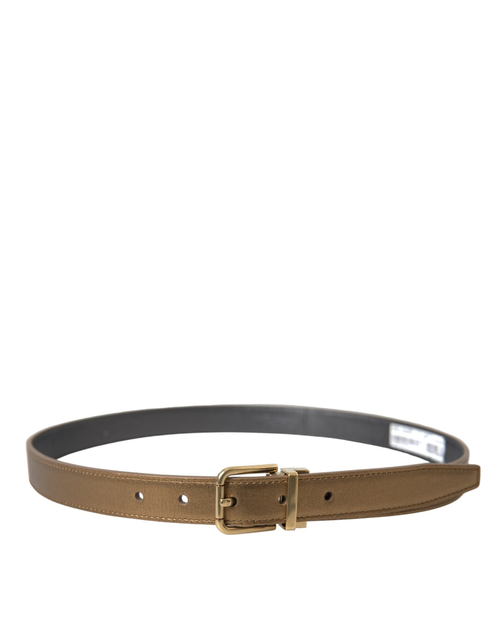 Dolce & Gabbana Metallic Gold Calfskin Metal Buckle Belt