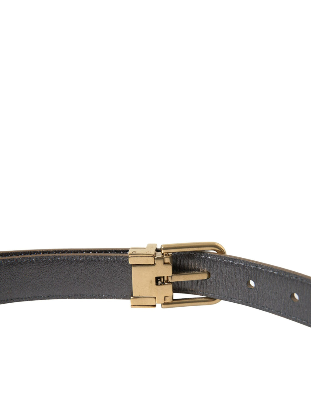 Dolce & Gabbana Metallic Gold Calfskin Metal Buckle Belt