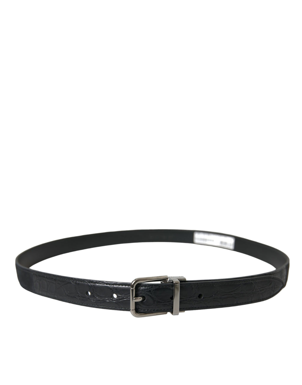 Dolce & Gabbana Black Leather Belt with Silver Metal Buckle