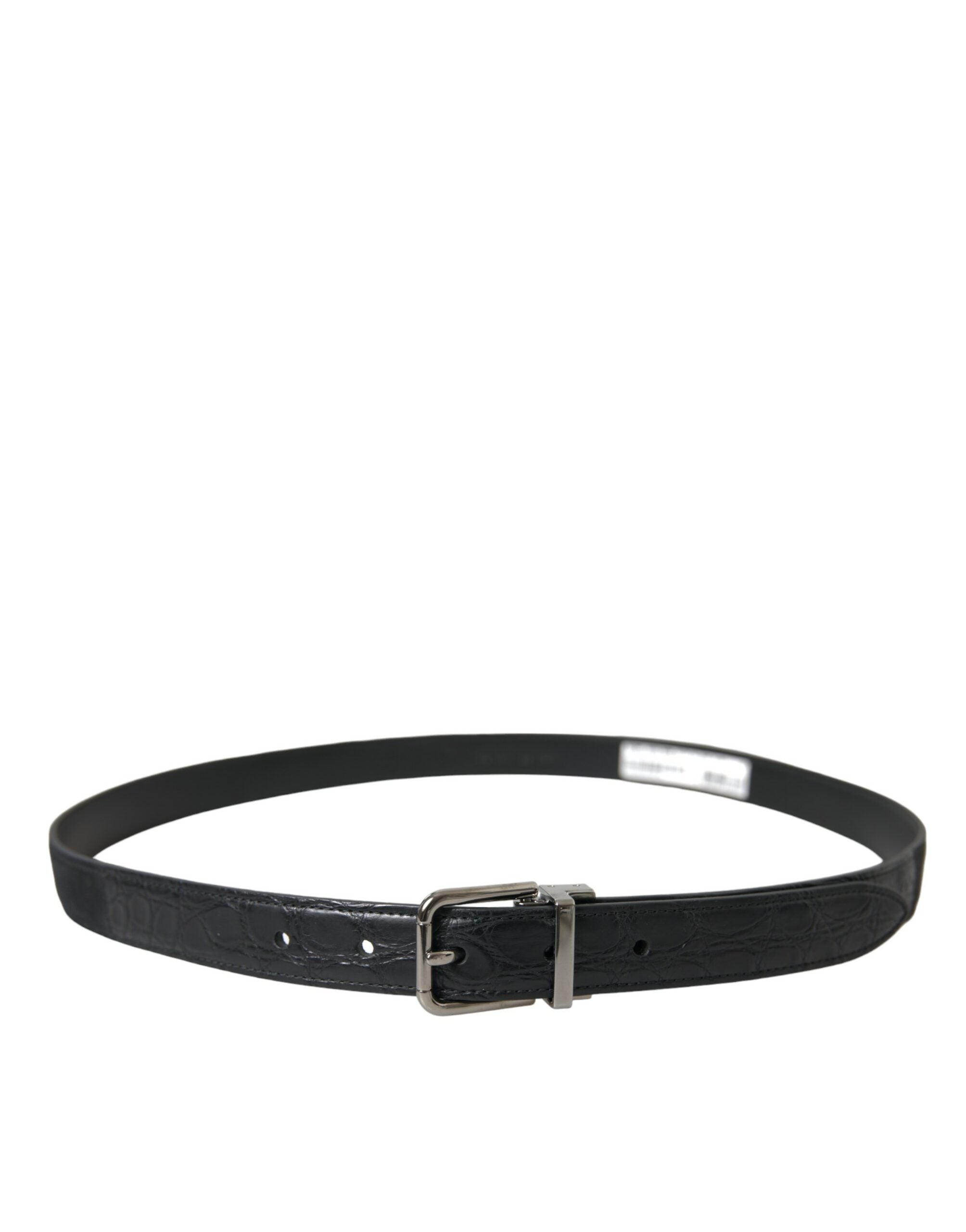 Dolce & Gabbana Black Leather Belt with Silver Metal Buckle