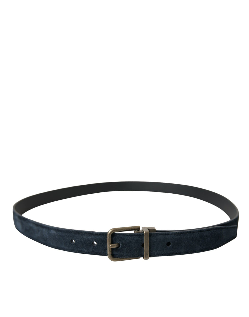 Dolce & Gabbana Blue Suede Belt with Gold Metal Buckle