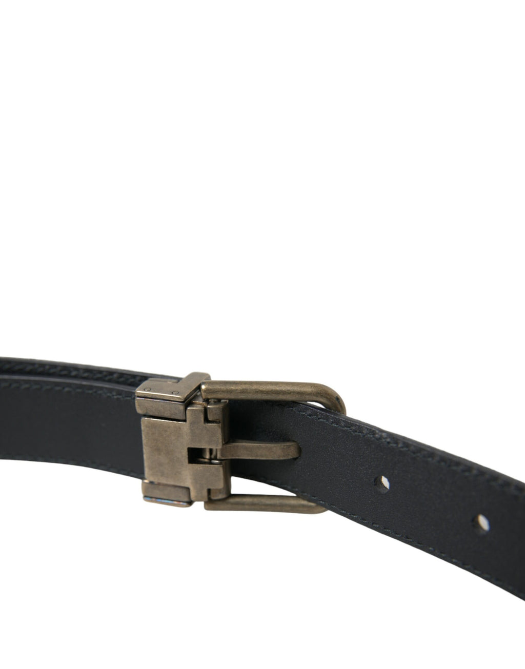 Dolce & Gabbana Blue Suede Belt with Gold Metal Buckle