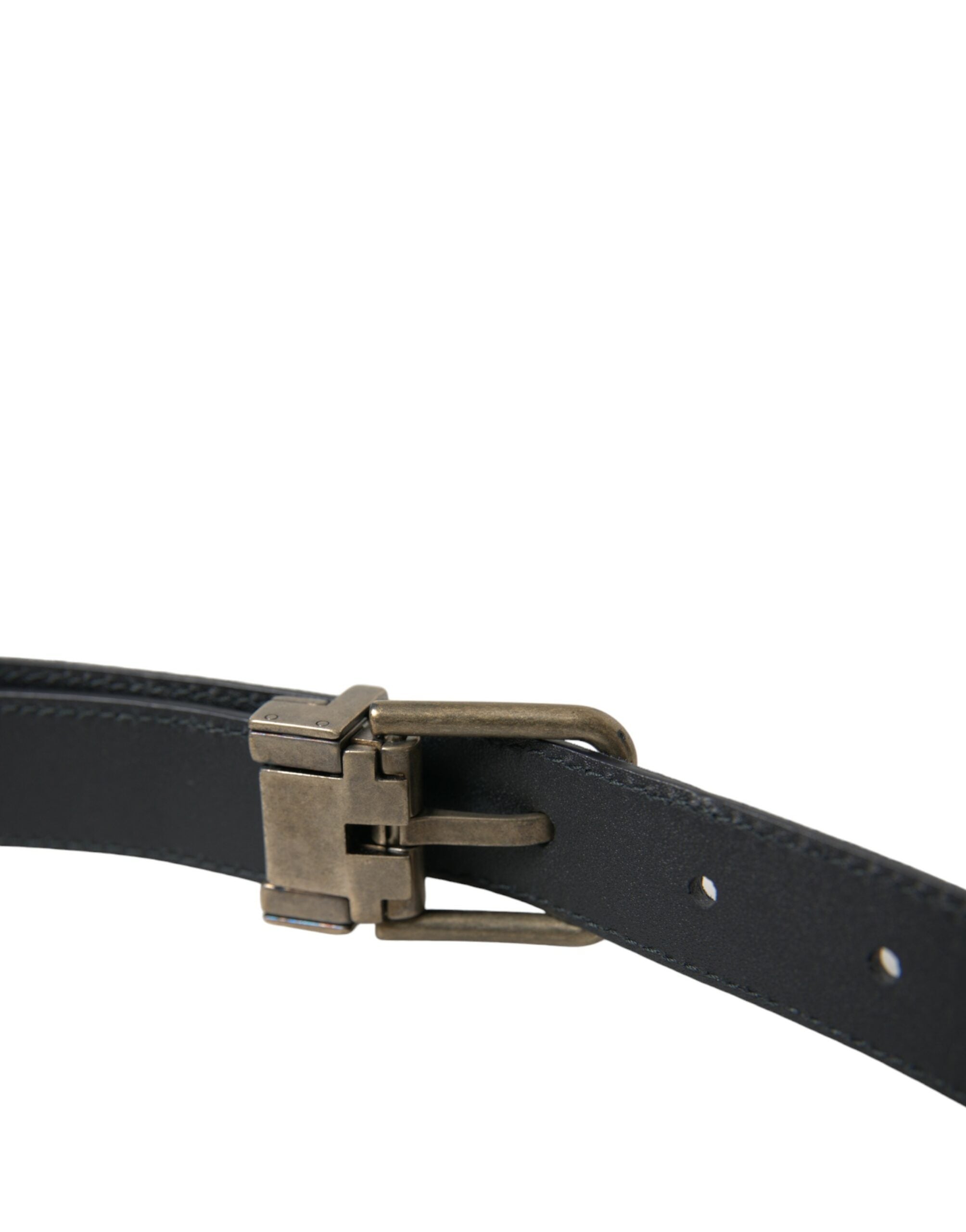 Dolce & Gabbana Blue Suede Belt with Gold Metal Buckle