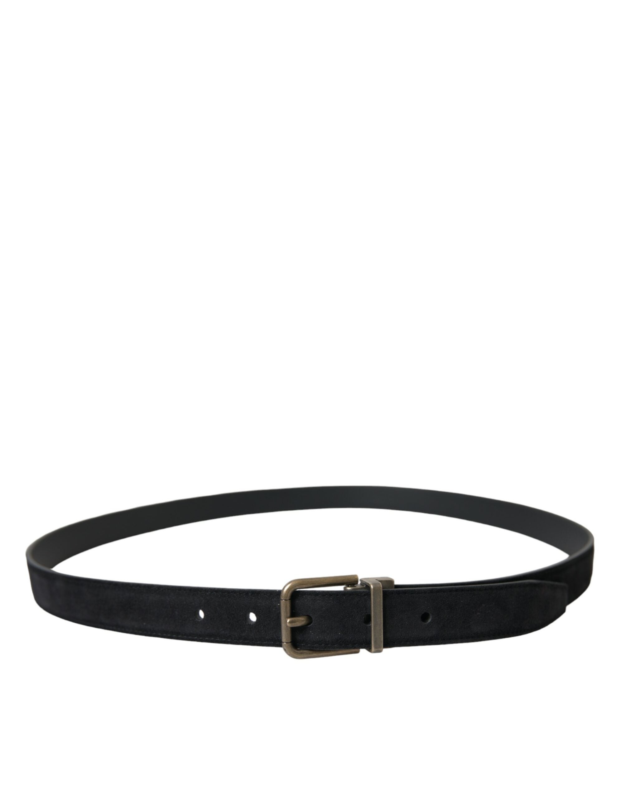 Dolce & Gabbana Schwarzer Wildledergürtel mit goldener Metallschnalle